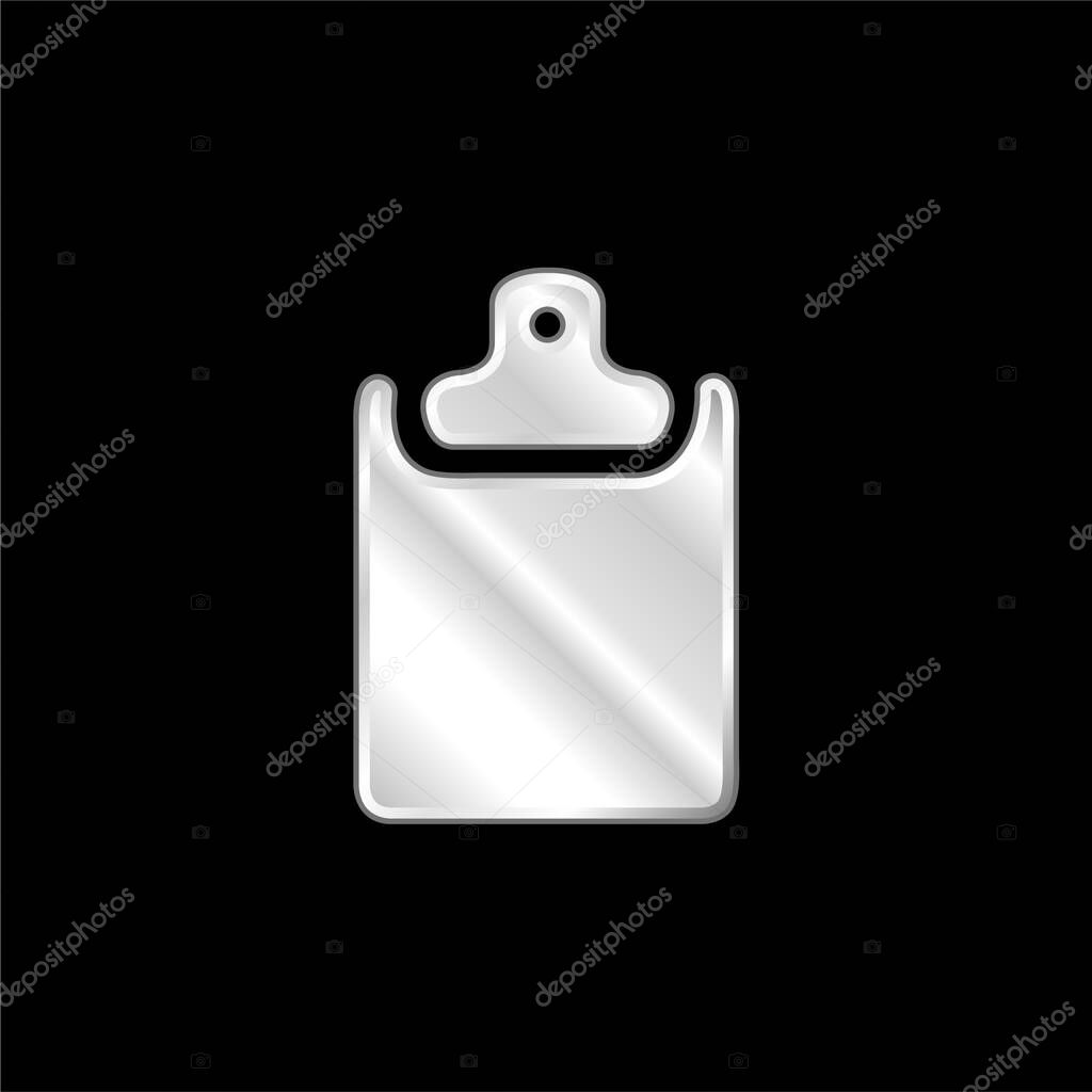 Black Clipboard silver plated metallic icon