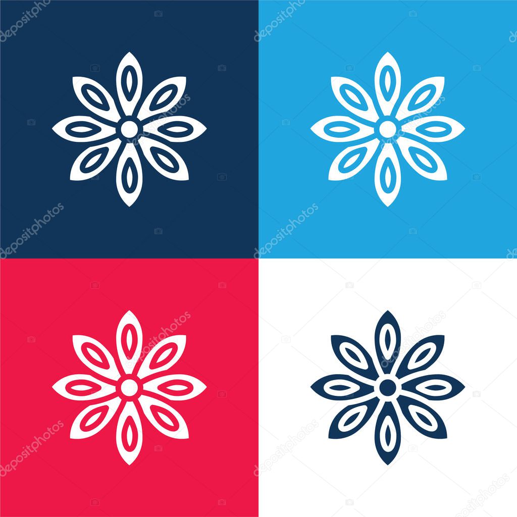 Anise blue and red four color minimal icon set