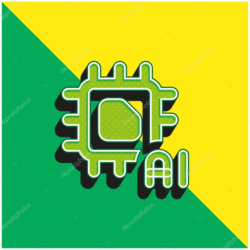 Artificial Intelligence Green and yellow modern 3d vector icon logo