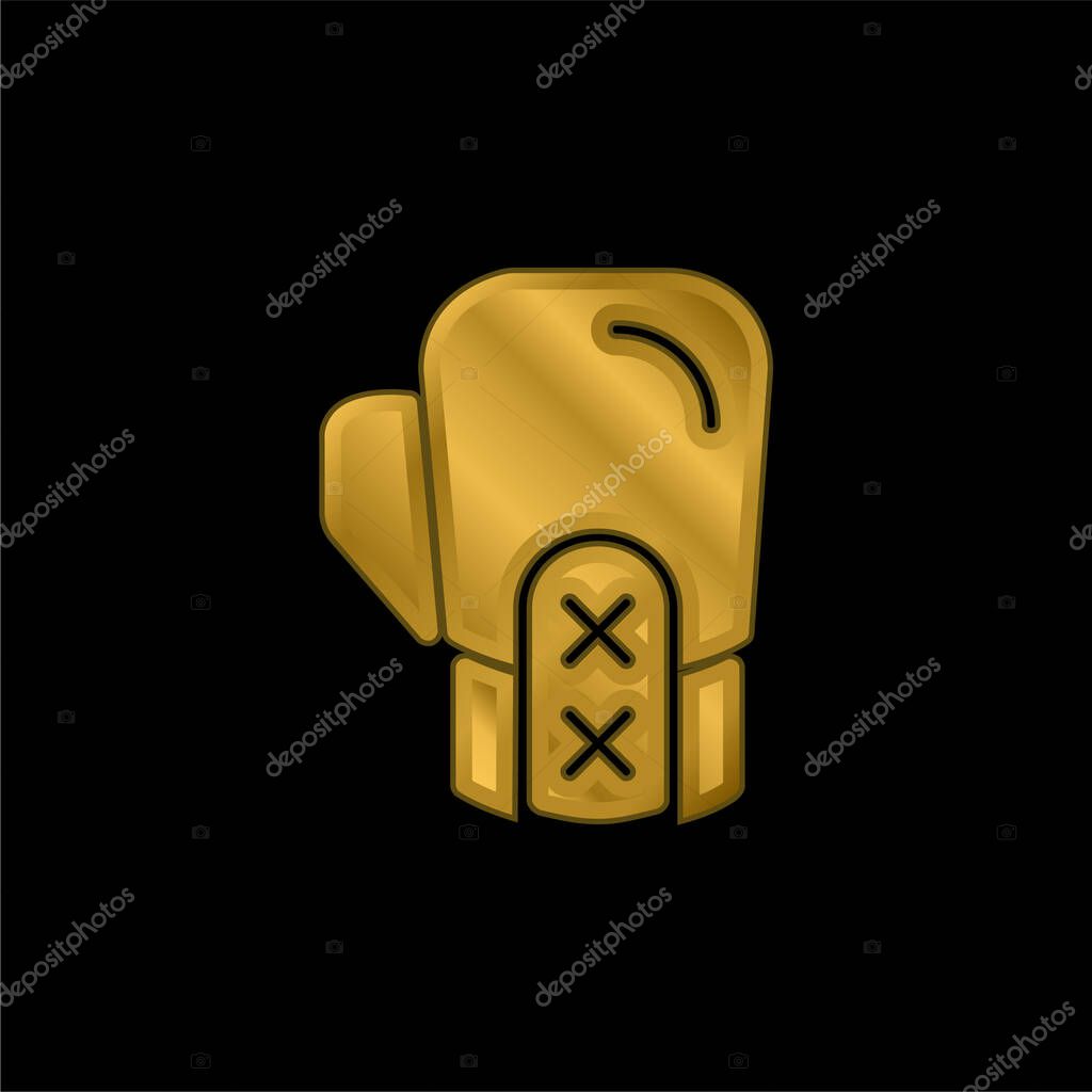 Boxing gold plated metalic icon or logo vector