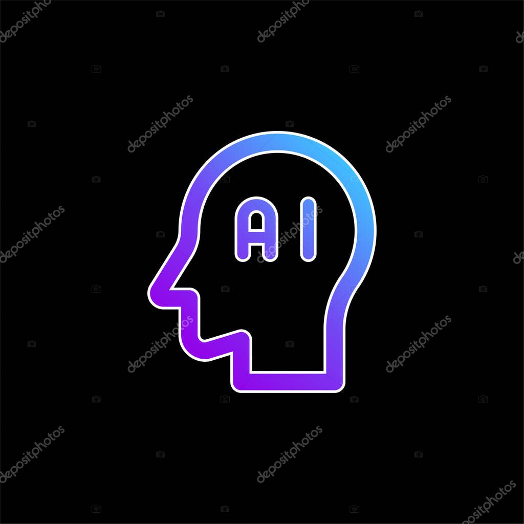 Brain blue gradient vector icon