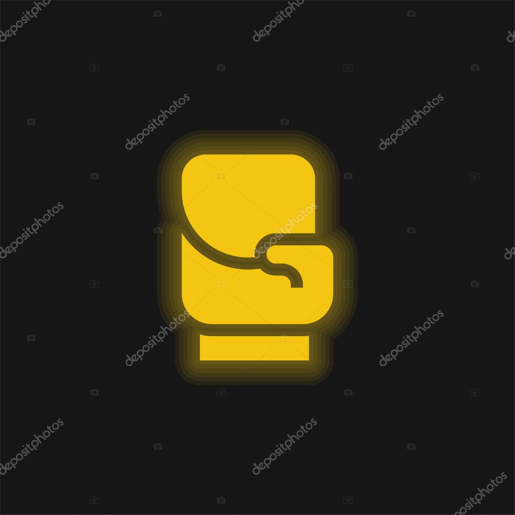 Boxing Gloves yellow glowing neon icon