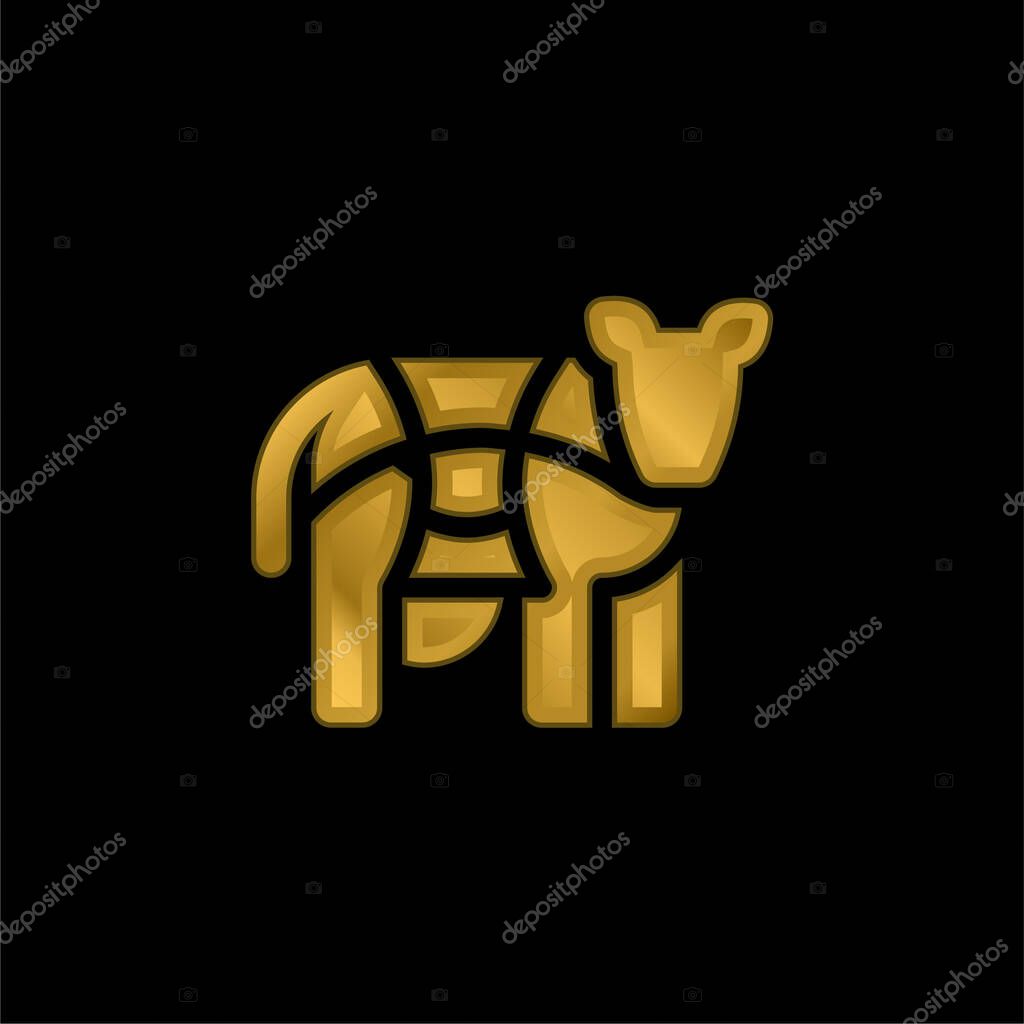 Beef gold plated metalic icon or logo vector