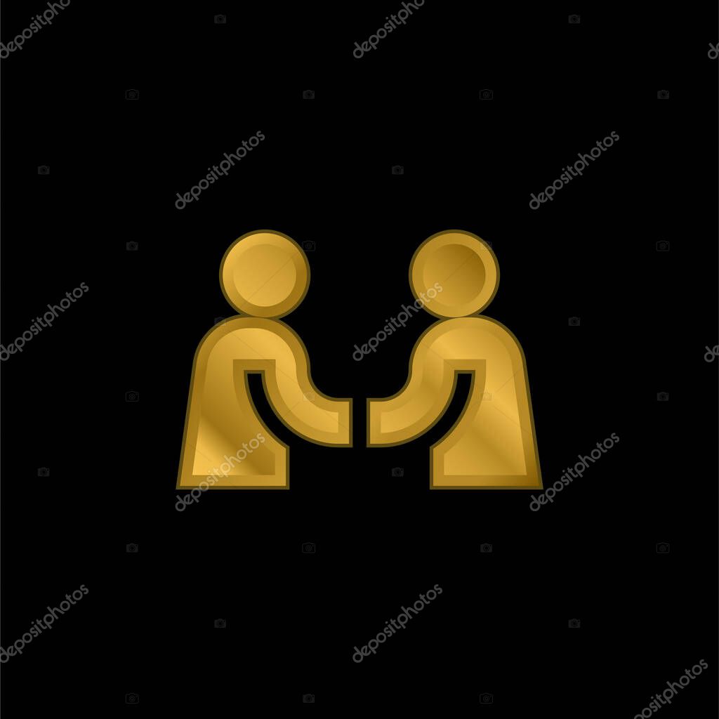 Agreement gold plated metalic icon or logo vector