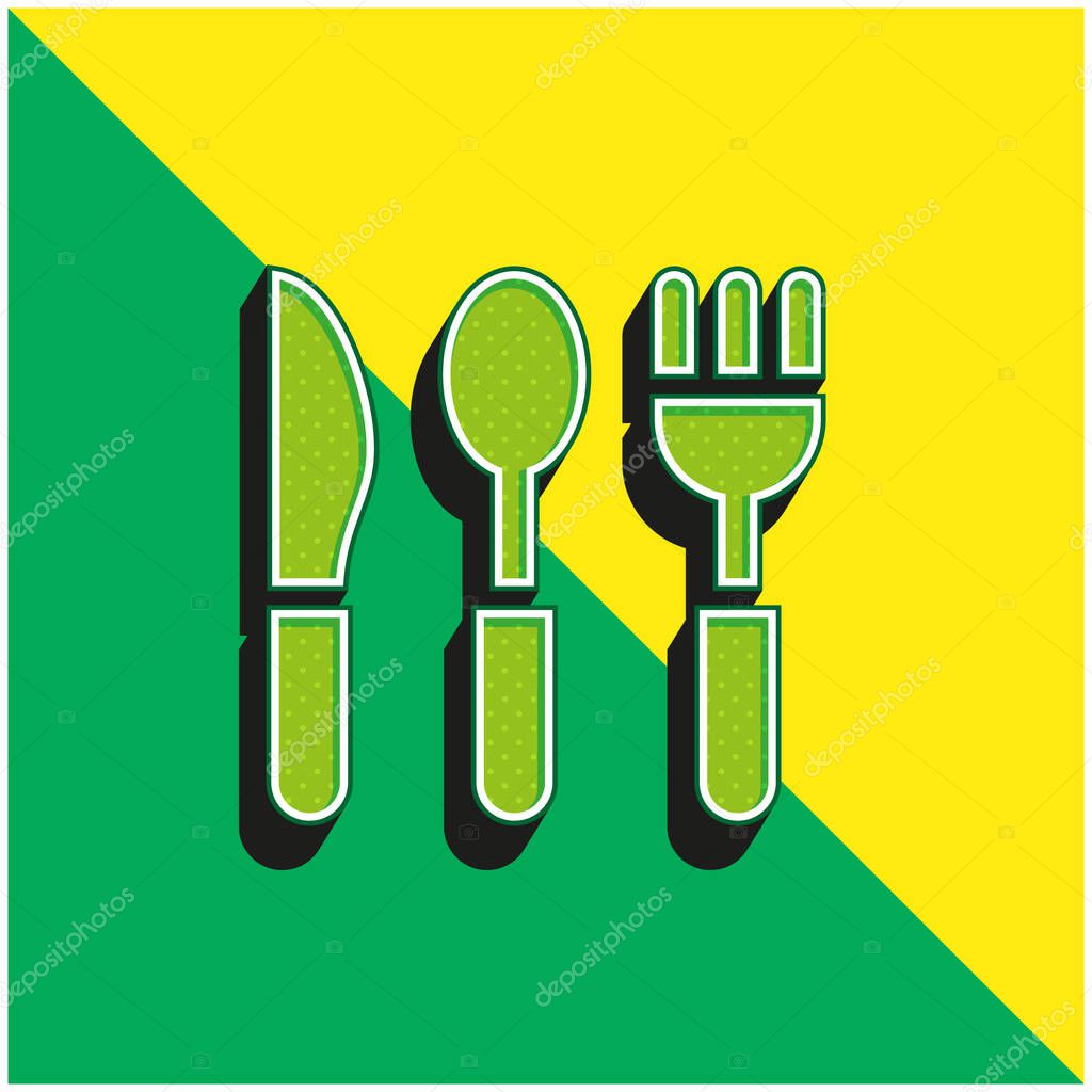 Baby Cutlery Green and yellow modern 3d vector icon logo