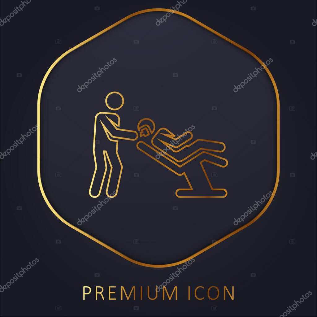 Barber golden line premium logo or icon