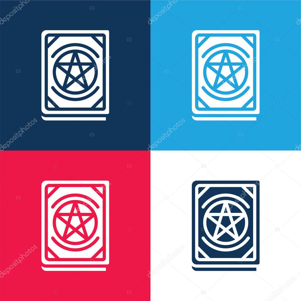 Book blue and red four color minimal icon set
