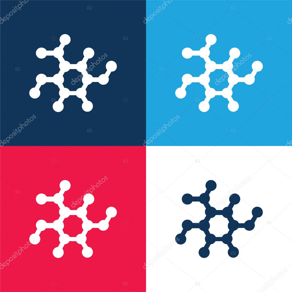 Biology Shape blue and red four color minimal icon set