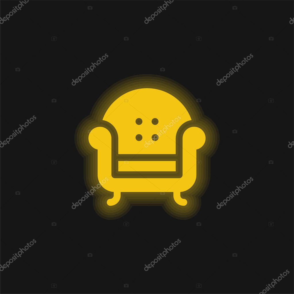 Armchair yellow glowing neon icon