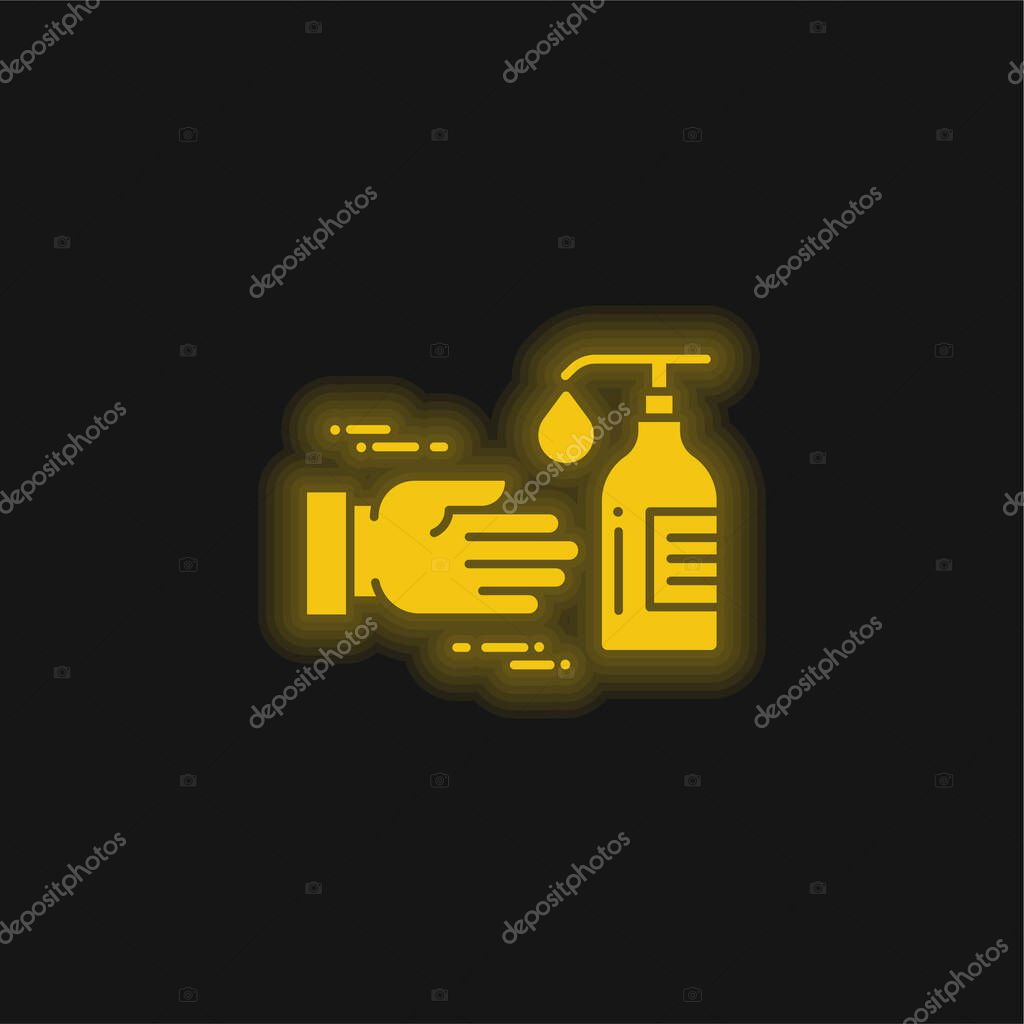 Antiseptic yellow glowing neon icon