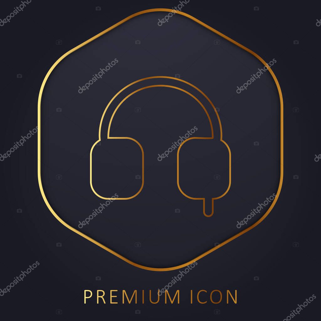 Auriculars Solid Tool Symbol golden line premium logo or icon