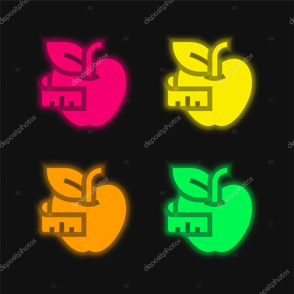 Apple four color glowing neon vector icon
