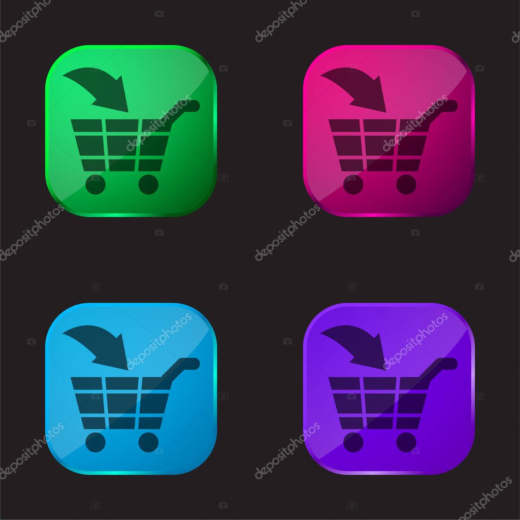 Add To Cart Commercial Symbol four color glass button icon