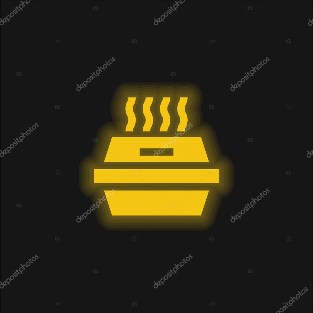 Box yellow glowing neon icon