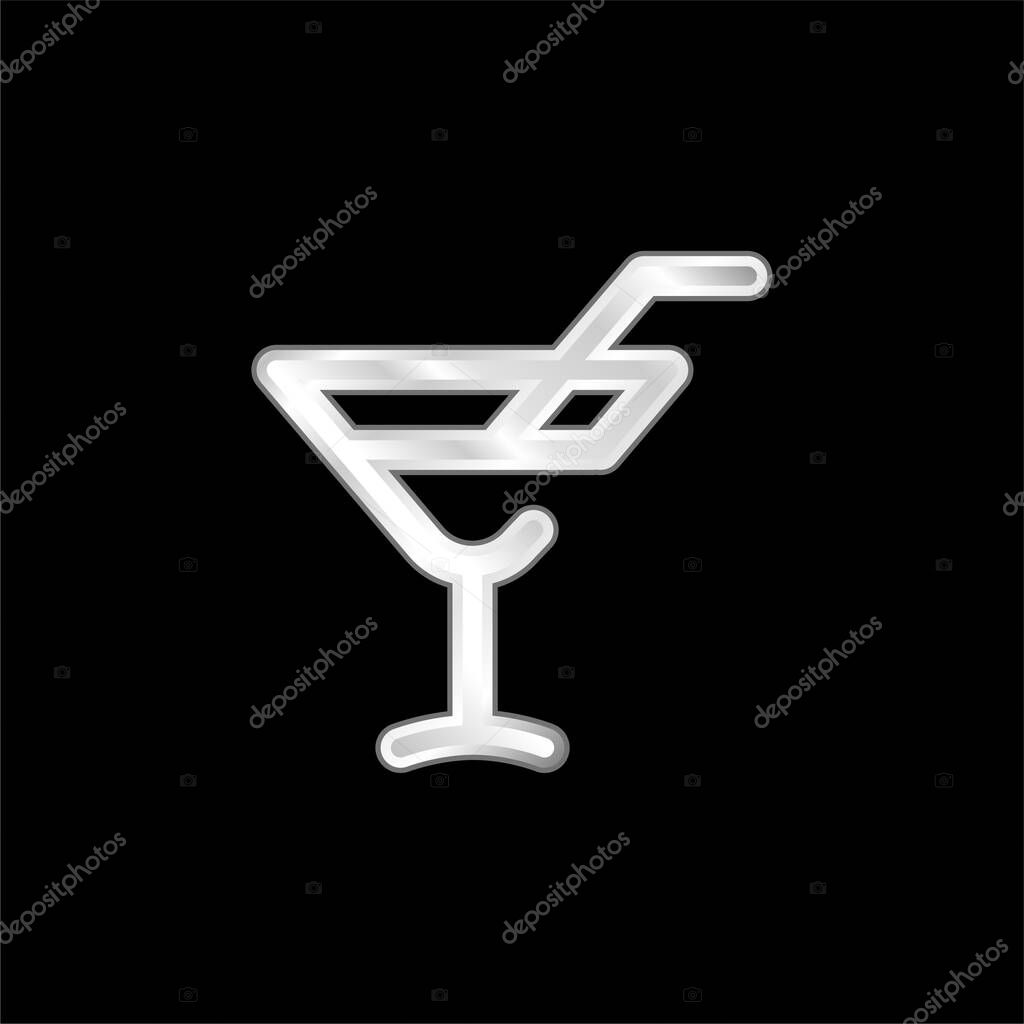 Alcoholic Drink silver plated metallic icon