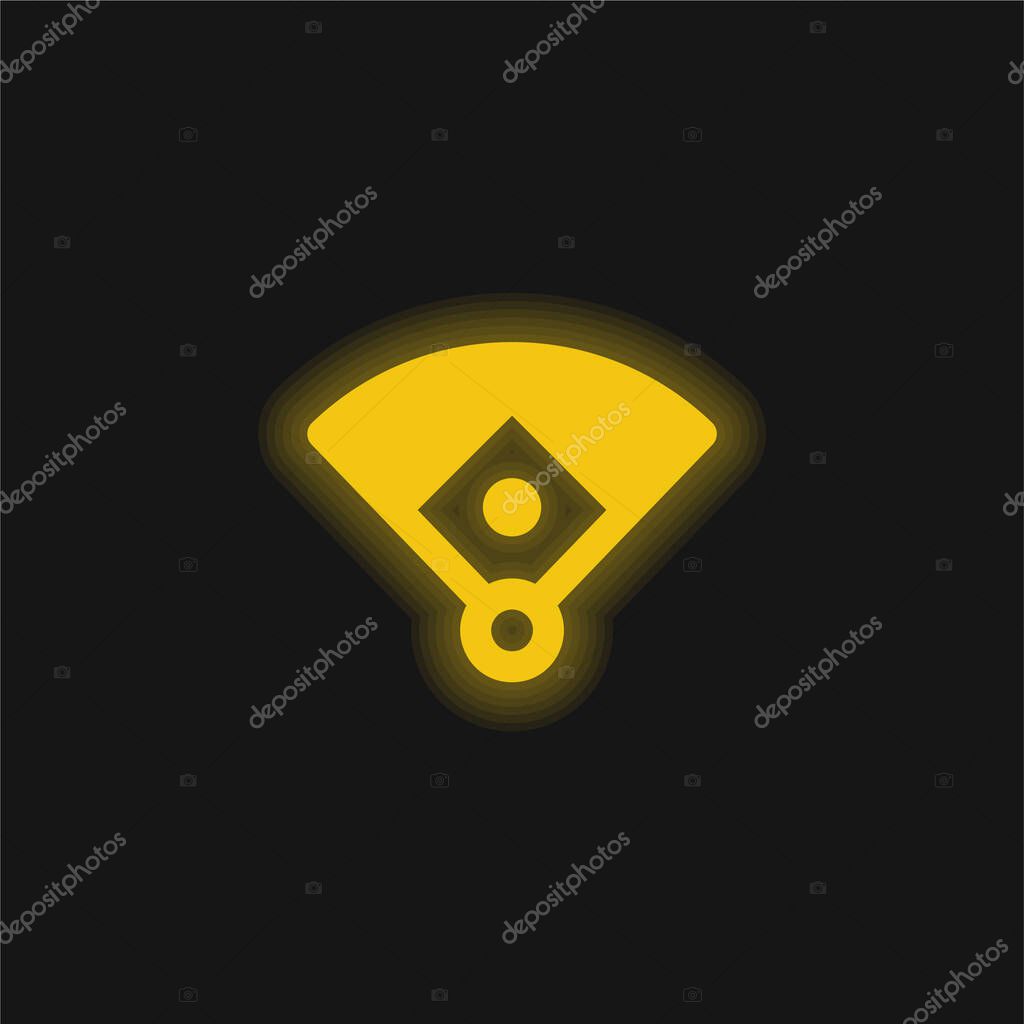 Baseball Diamond yellow glowing neon icon