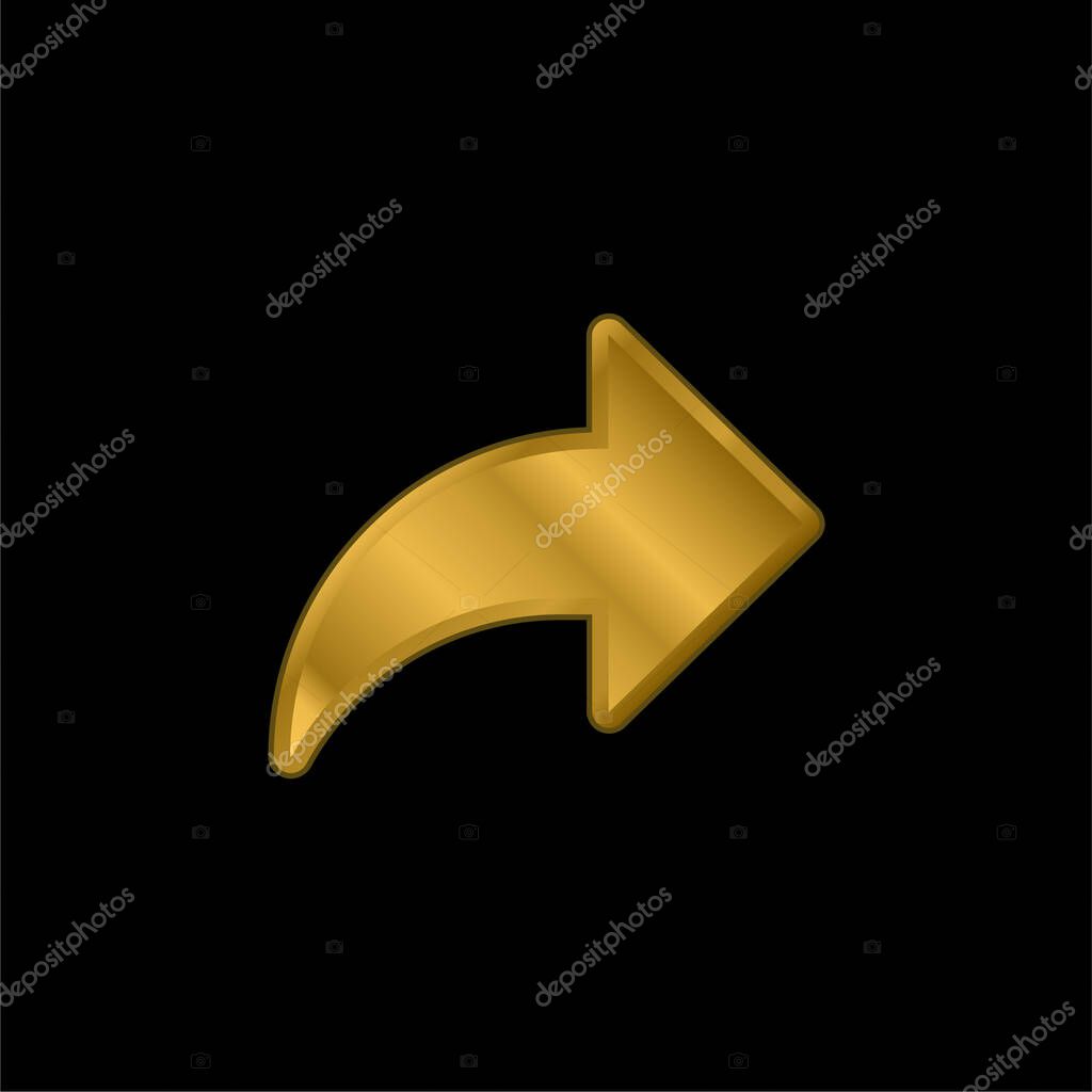 Arrow gold plated metalic icon or logo vector