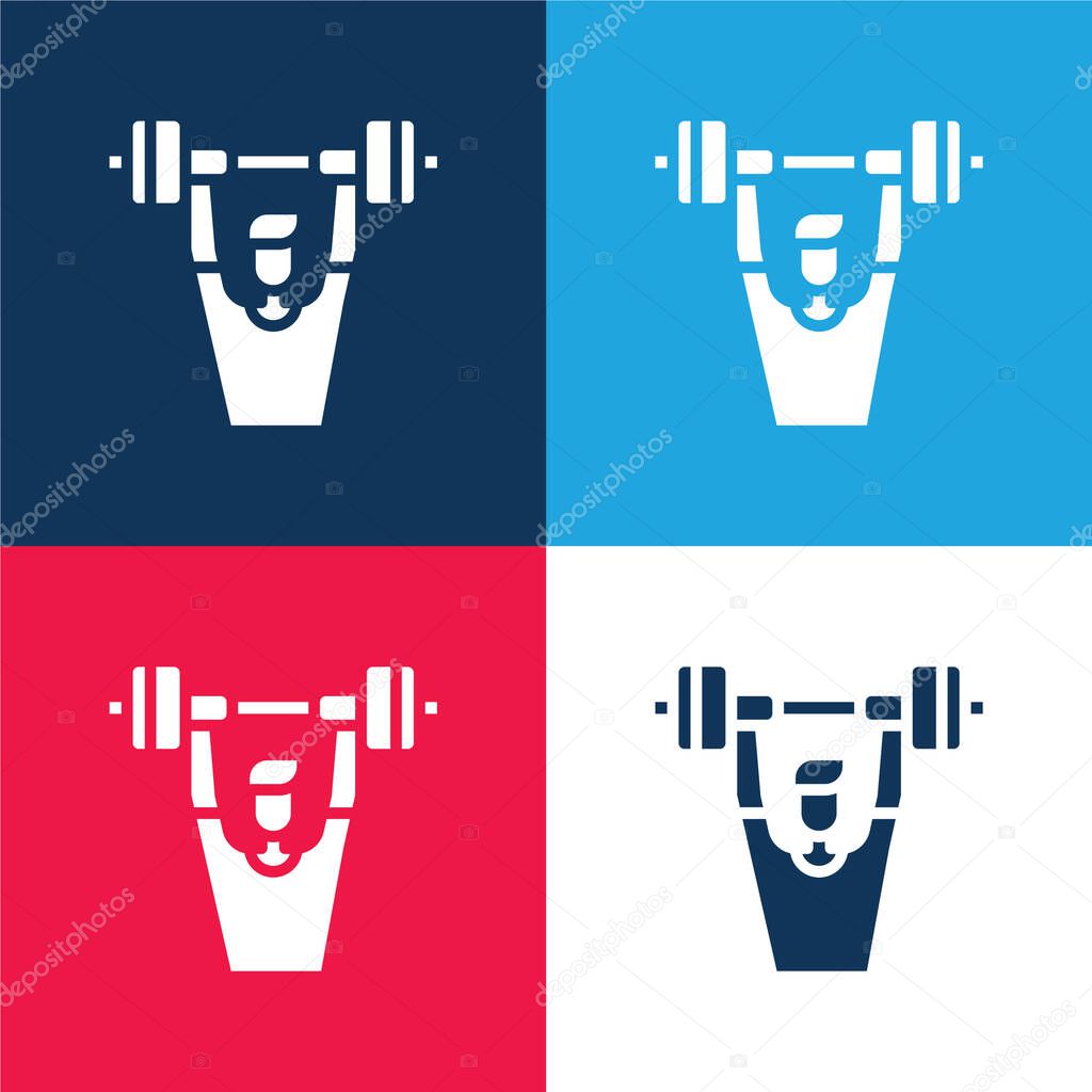 Barbell blue and red four color minimal icon set