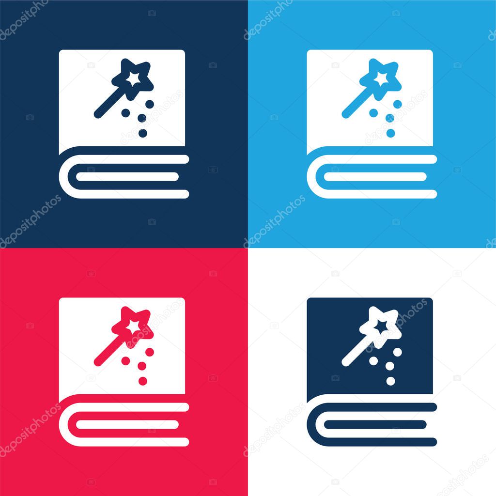 Book blue and red four color minimal icon set