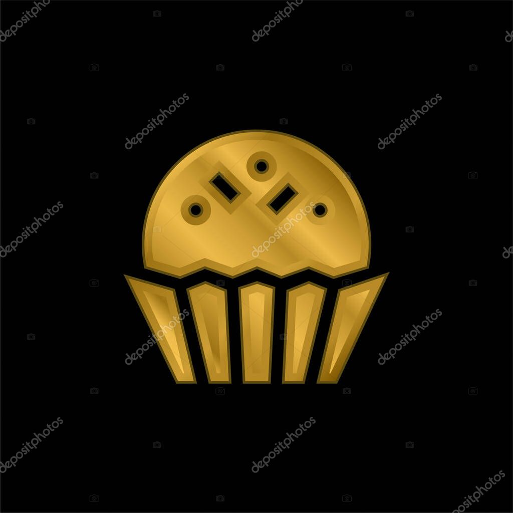 Bonbon gold plated metalic icon or logo vector