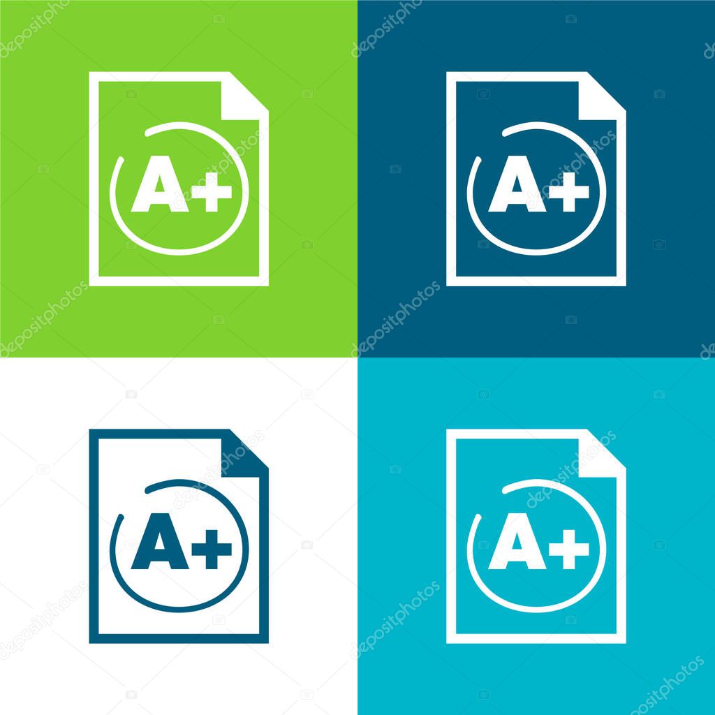 A Plus Best Test Result Flat four color minimal icon set