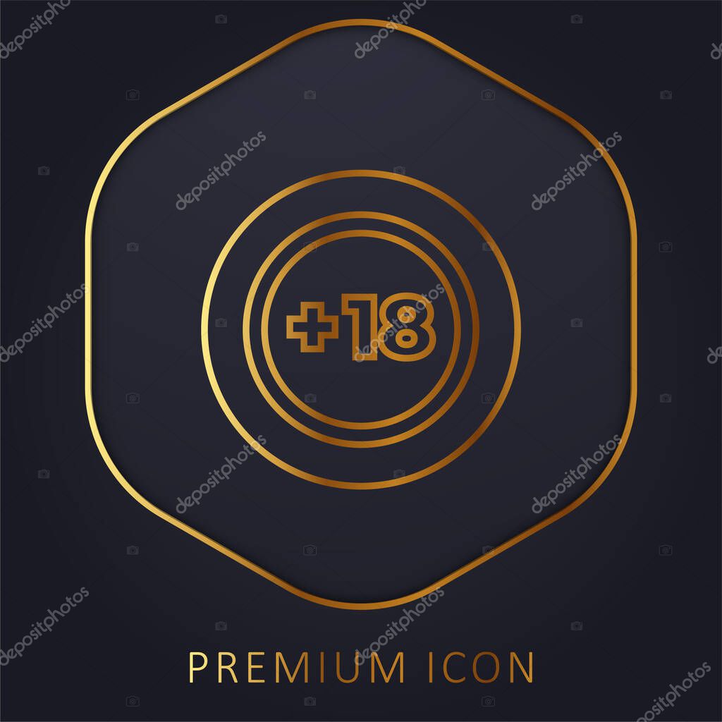 +18 golden line premium logo or icon