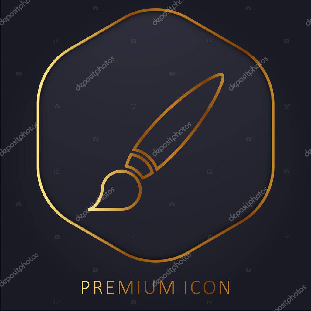Big Paint Brush golden line premium logo or icon