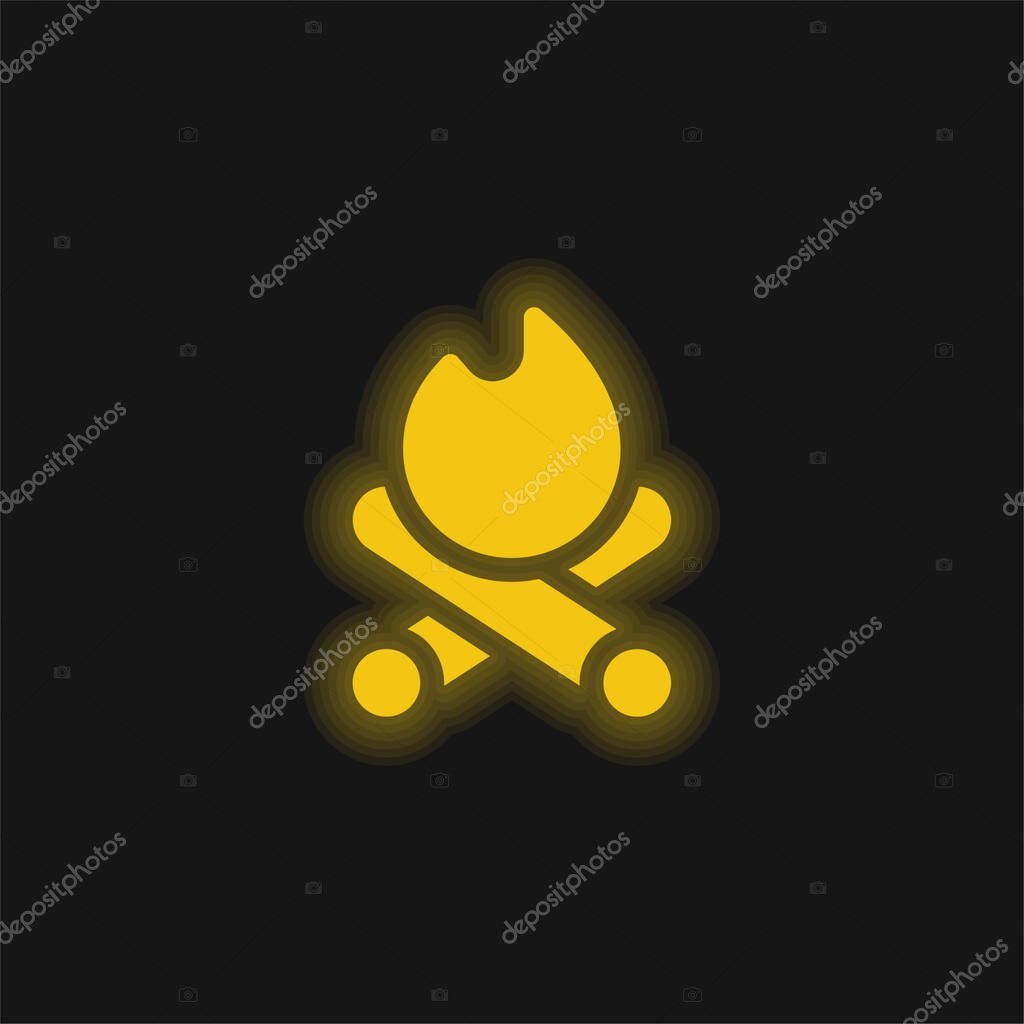 Bonfire yellow glowing neon icon