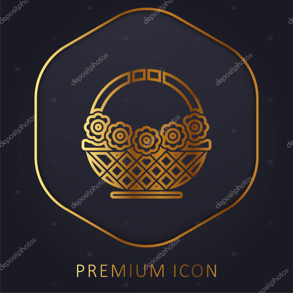 Basket golden line premium logo or icon