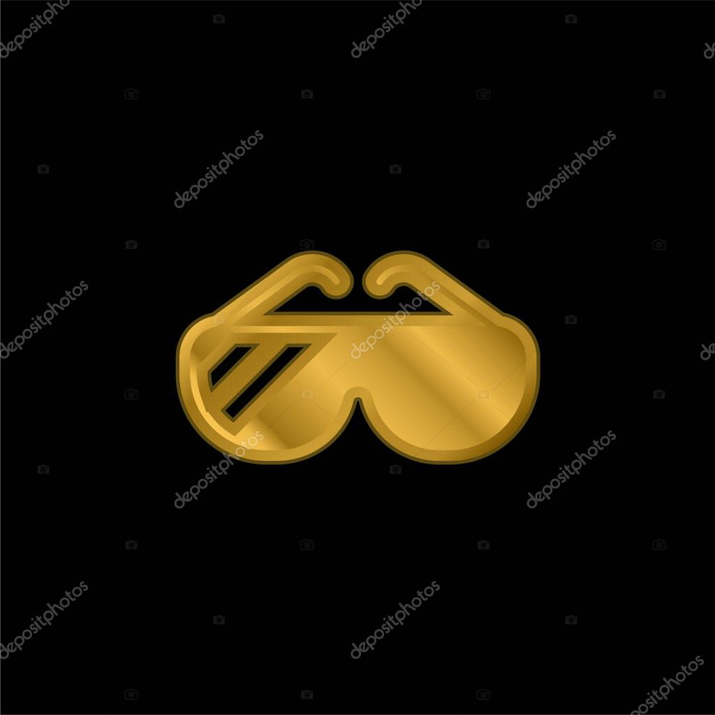 Big Sunglasses gold plated metalic icon or logo vector