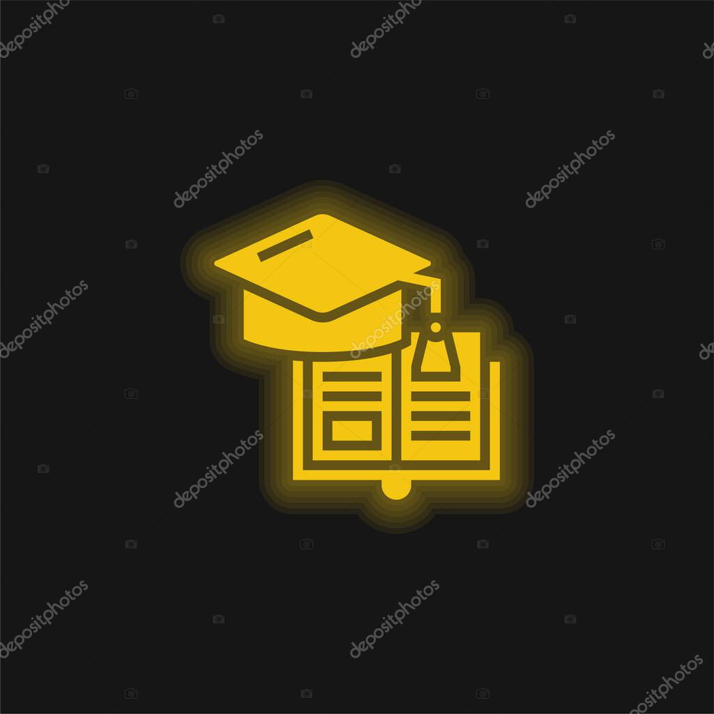 Book yellow glowing neon icon