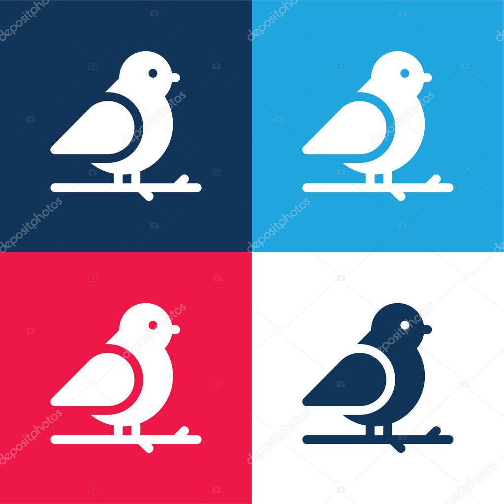 Bird blue and red four color minimal icon set