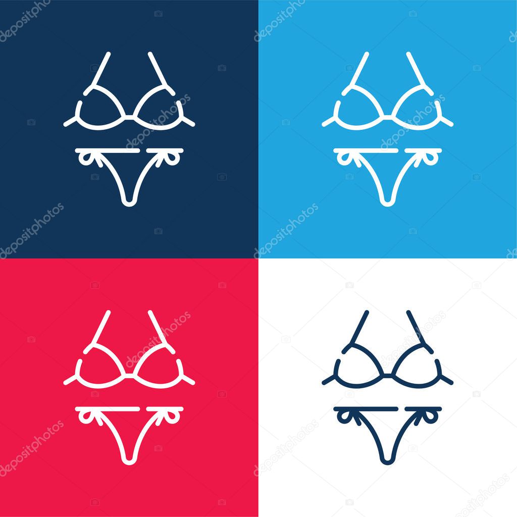 Bikini blue and red four color minimal icon set