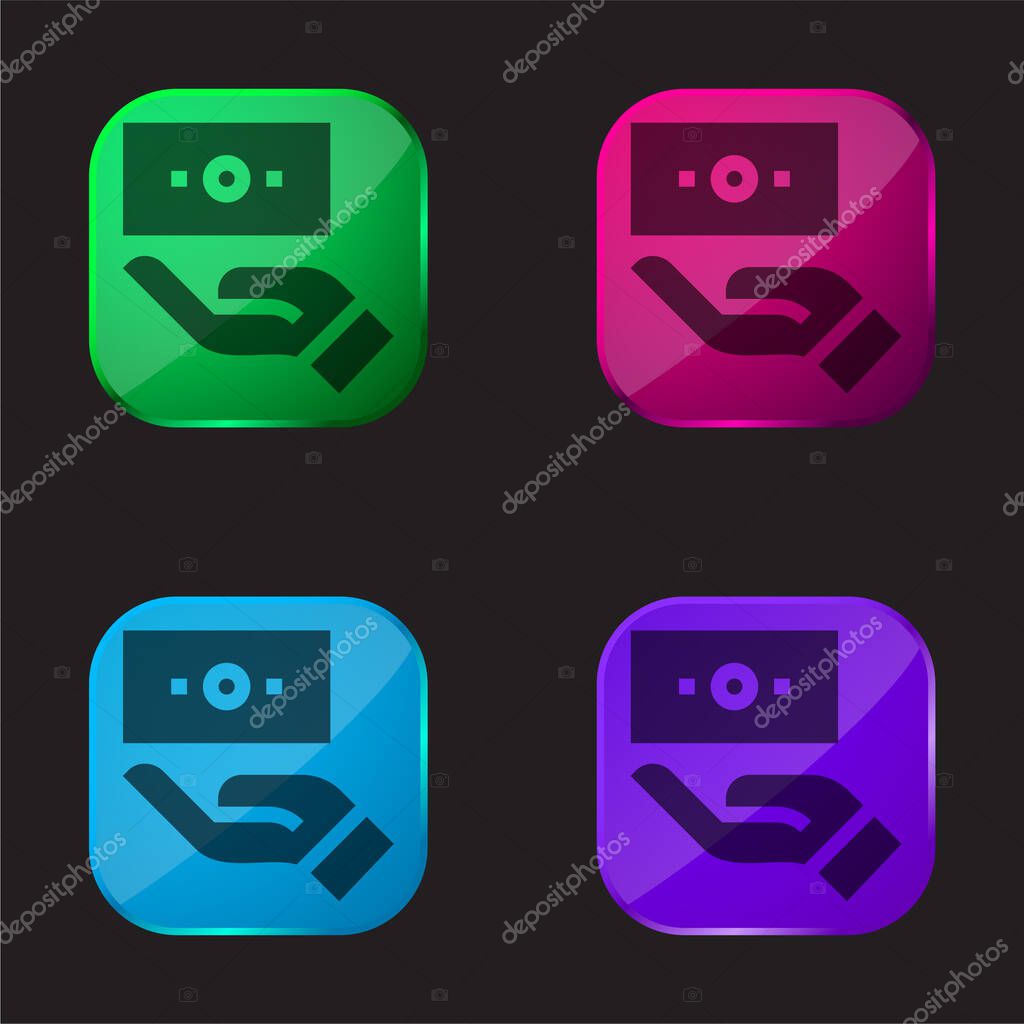 Bill four color glass button icon