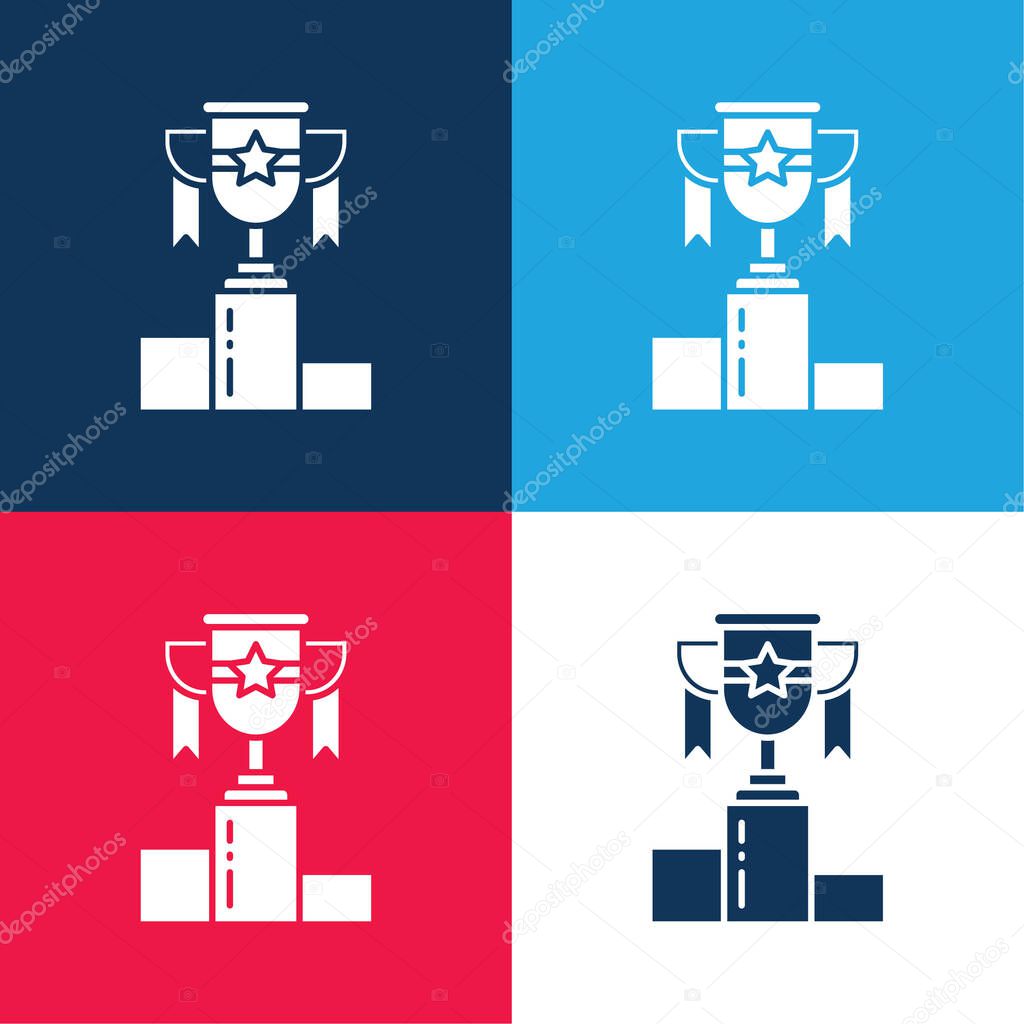 Award blue and red four color minimal icon set