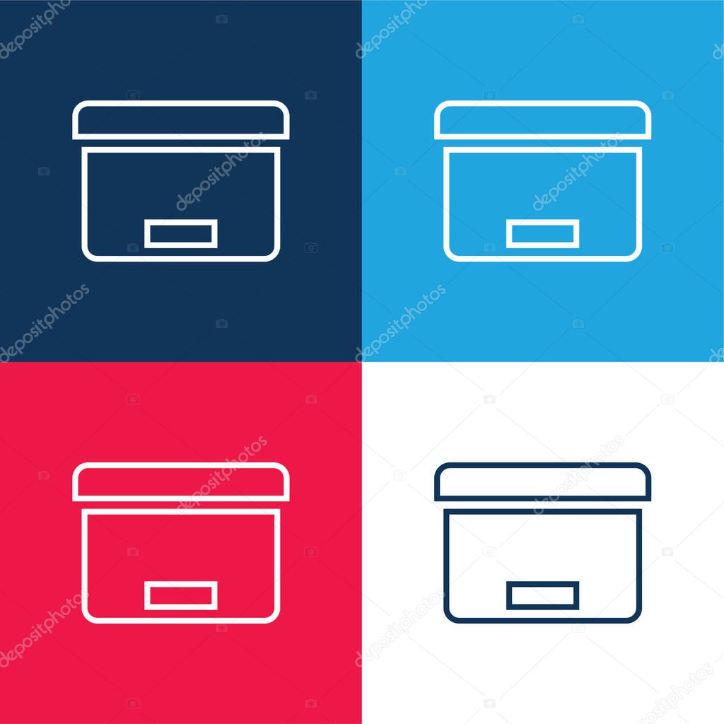 Box Tool For Office Organization blue and red four color minimal icon set