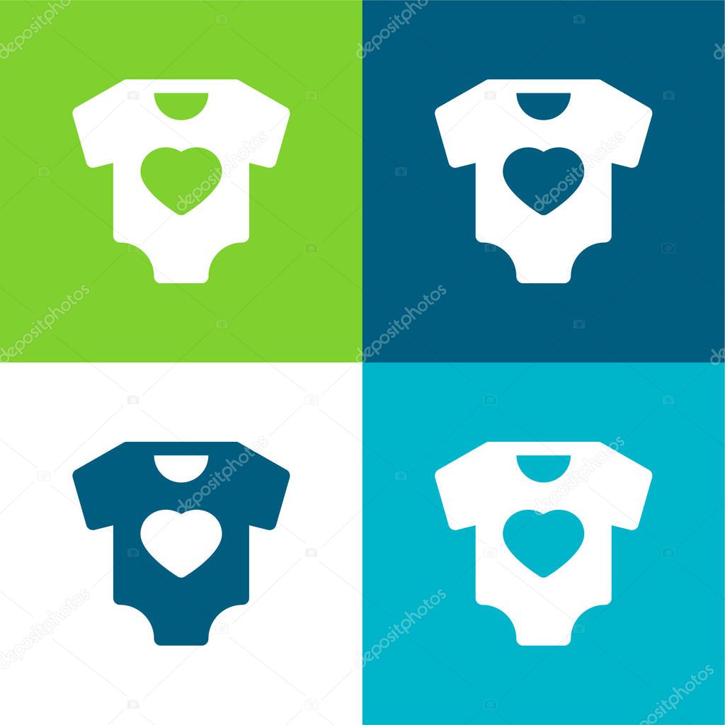 Baby Clothes Flat four color minimal icon set