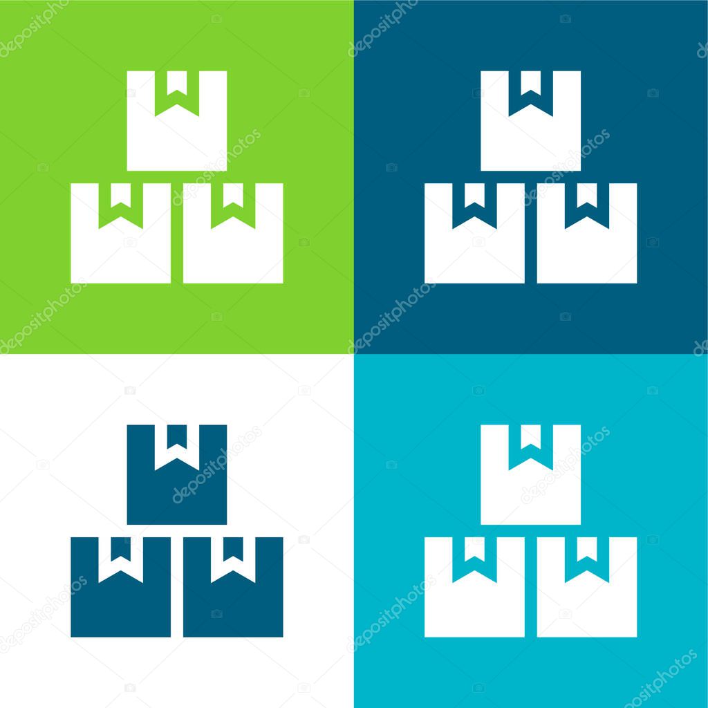Boxes Flat four color minimal icon set
