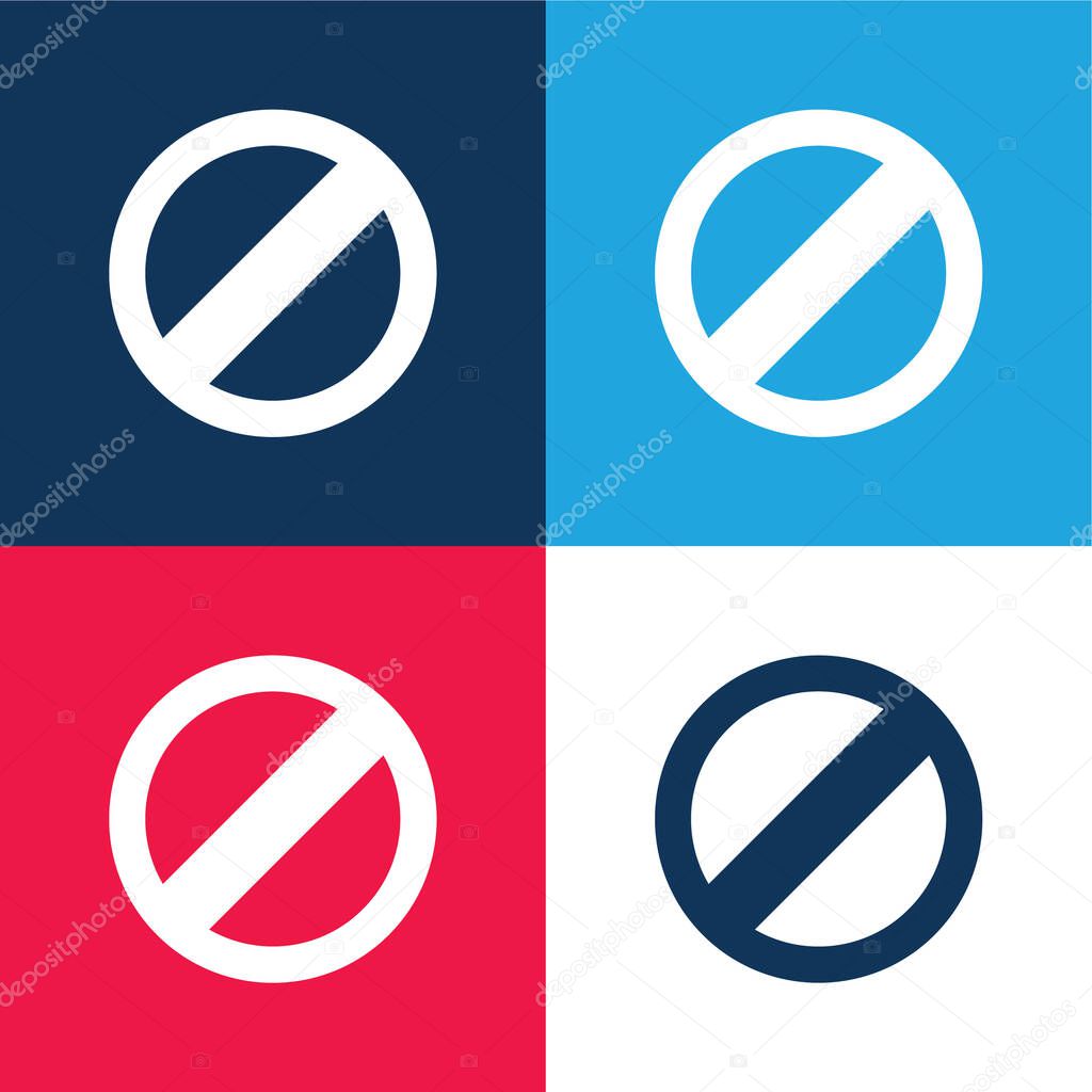 Blocked Symbol blue and red four color minimal icon set