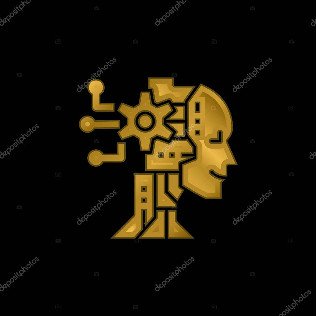 AI gold plated metalic icon or logo vector