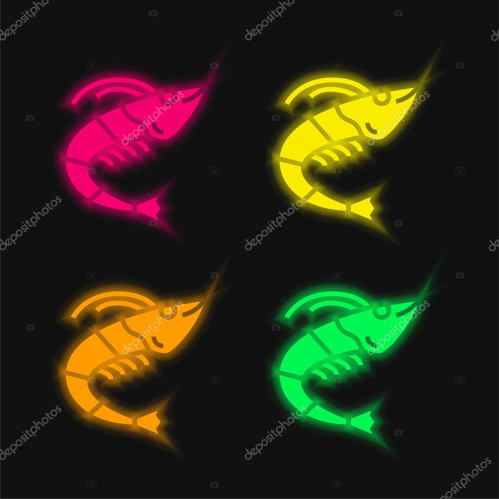 Animal four color glowing neon vector icon