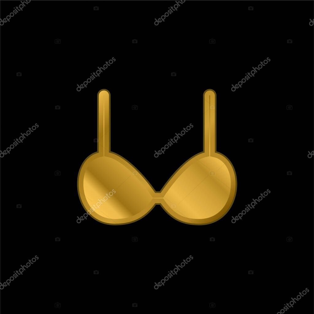 Brassiere gold plated metalic icon or logo vector