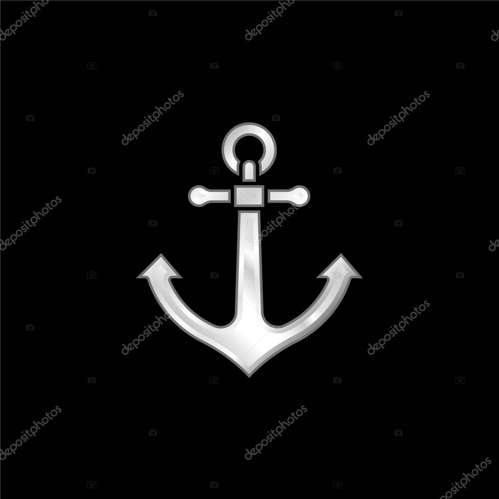 Anchor silver plated metallic icon