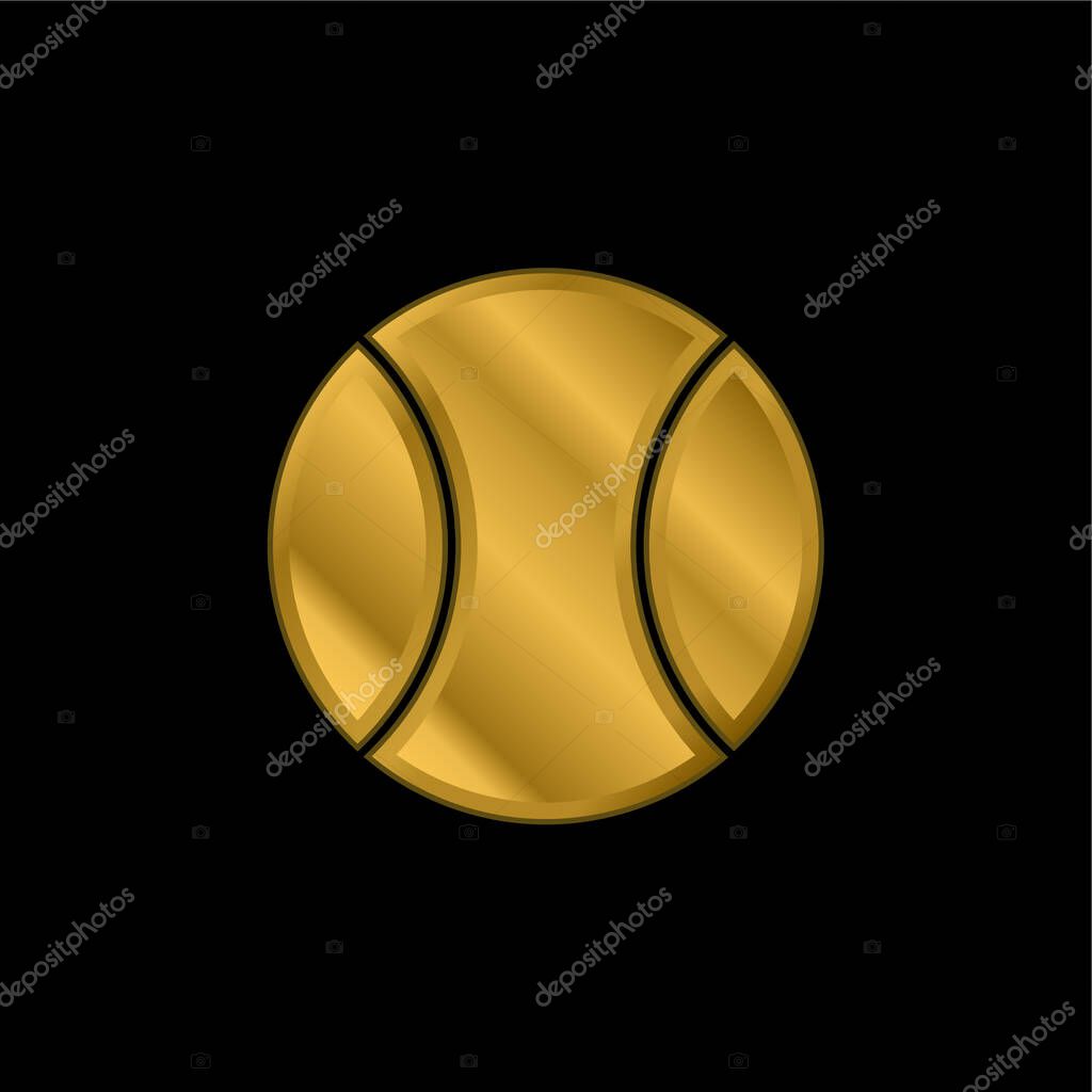Big Tennis Ball gold plated metalic icon or logo vector