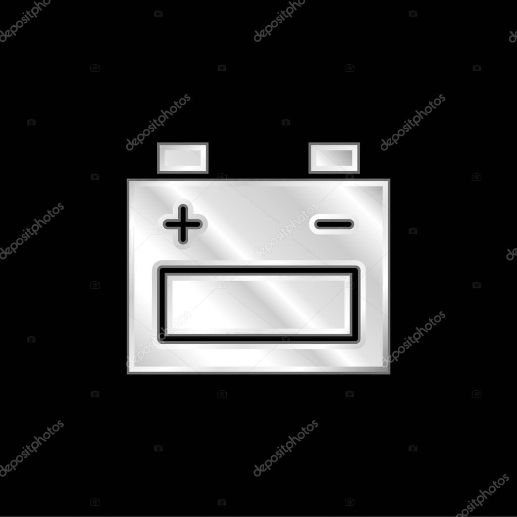 Battery silver plated metallic icon