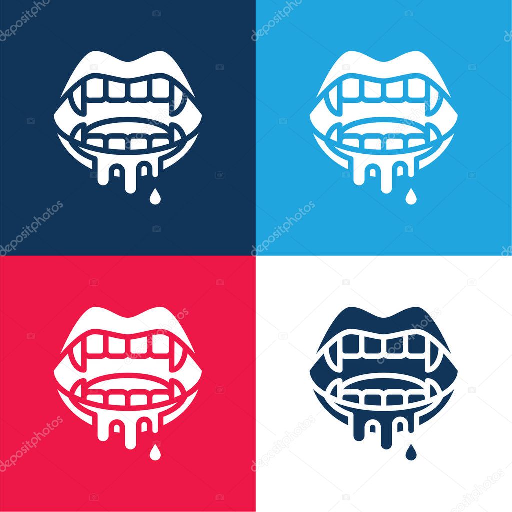 Bloody blue and red four color minimal icon set