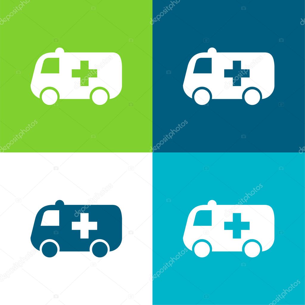 Ambulance Flat four color minimal icon set