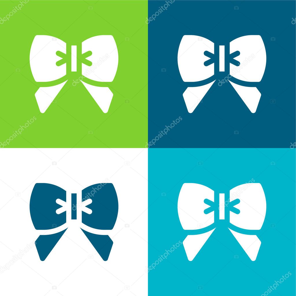 Bow Flat four color minimal icon set