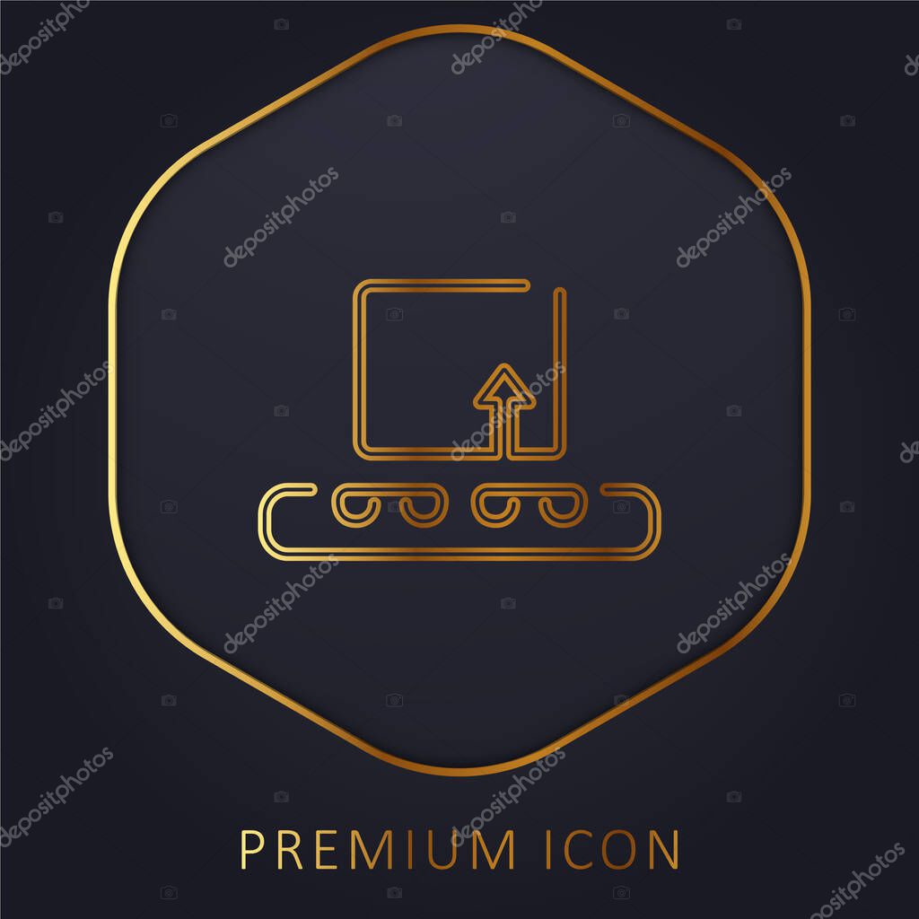 Box On Band Conveyor Logistics Outline golden line premium logo or icon