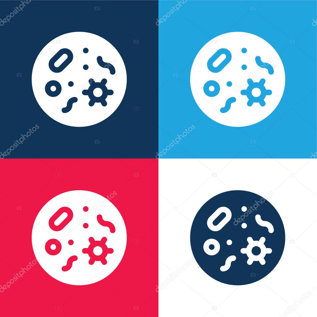 Bacteria blue and red four color minimal icon set